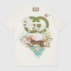 Gucci Women GG Tiger Interlocking G T-Shirt White Cotton Jersey Flower Crewneck Oversize Fit