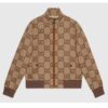 Gucci Women Jumbo GG Canvas Jacket Beige Ebony Jumbo Cotton Wool Leather