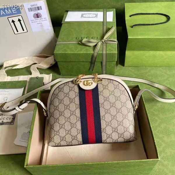 Gucci Women Ophidia GG Small Shoulder Bag Beige GG Supreme Canvas (4)