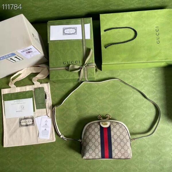 Gucci Women Ophidia GG Small Shoulder Bag Beige GG Supreme Canvas (5)