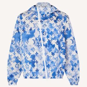 Louis Vuitton LV Men Blue Watercolor Windbreaker 100% Polyamide Indigo Regular Fit