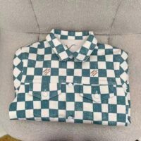 Louis Vuitton LV Men Damier Denim Trunker Jacket Ocean Cotton Regular Fit