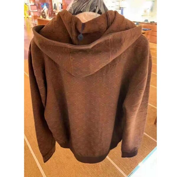 Louis Vuitton LV Men Monogram Hoodie Wool Polyester Brown Slightly Loose Fit (1)