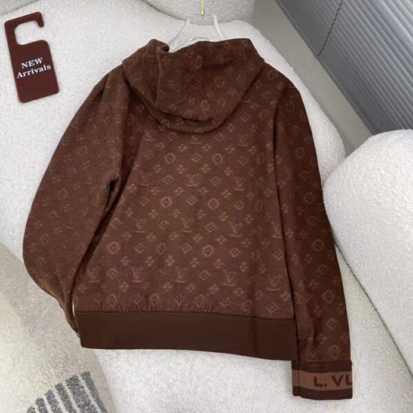 Louis Vuitton LV Men Monogram Hoodie Wool Polyester Brown Slightly Loose Fit (13)