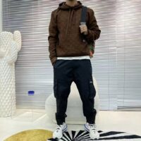 Louis Vuitton LV Men Monogram Hoodie Wool Polyester Brown Slightly Loose Fit (11)