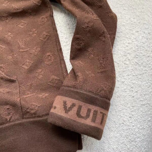 Louis Vuitton LV Men Monogram Hoodie Wool Polyester Brown Slightly Loose Fit (4)