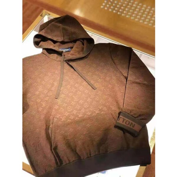Louis Vuitton LV Men Monogram Hoodie Wool Polyester Brown Slightly Loose Fit (6)