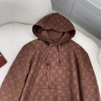 Louis Vuitton LV Men Monogram Hoodie Wool Polyester Brown Slightly Loose Fit (11)