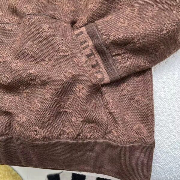 Louis Vuitton LV Men Monogram Hoodie Wool Polyester Brown Slightly Loose Fit (8)