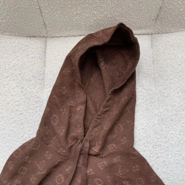 Louis Vuitton LV Men Monogram Hoodie Wool Polyester Brown Slightly Loose Fit (9)