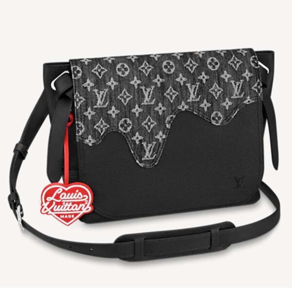 Louis Vuitton LV Unisex Besace Tokyo Black Monogram Denim Taurillon Leather (12)