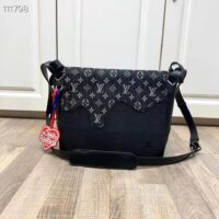 Louis Vuitton LV Unisex Besace Tokyo Black Monogram Denim Taurillon Leather (12)