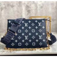 Louis Vuitton LV Unisex Coussin PM Handbag Navy Blue Denim-Printed Lambskin (6)