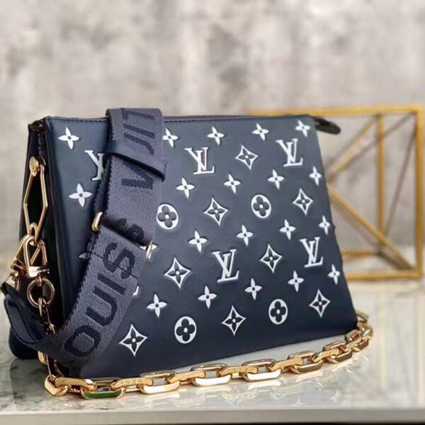 Louis Vuitton LV Unisex Coussin PM Handbag Navy Blue Denim-Printed Lambskin (2)