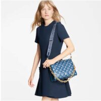 Louis Vuitton LV Unisex Coussin PM Handbag Navy Blue Denim-Printed Lambskin (6)