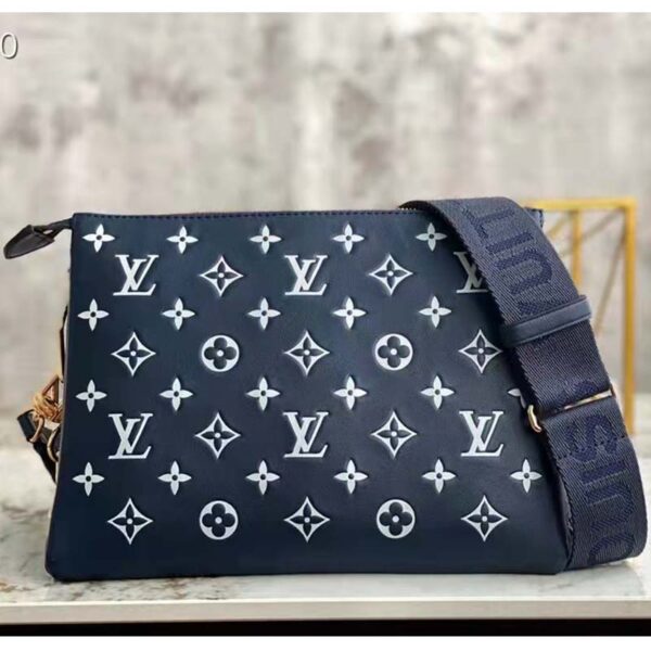 Louis Vuitton LV Unisex Coussin PM Handbag Navy Blue Denim-Printed Lambskin (4)