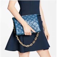 Louis Vuitton LV Unisex Coussin PM Handbag Navy Blue Denim-Printed Lambskin (6)