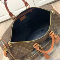 Louis Vuitton LV Unisex Keepall Trio Pocket Travel Bag Brown Monogram Canvas (9)