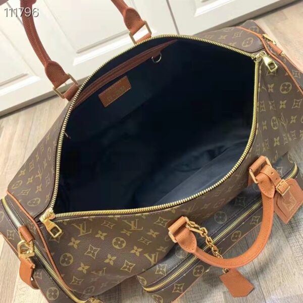 Louis Vuitton LV Unisex Keepall Trio Pocket Travel Bag Brown Monogram Canvas (1)