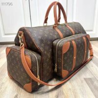 Louis Vuitton LV Unisex Keepall Trio Pocket Travel Bag Brown Monogram Canvas (9)