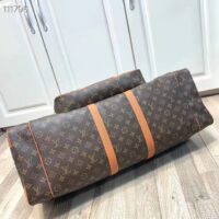 Louis Vuitton LV Unisex Keepall Trio Pocket Travel Bag Brown Monogram Canvas (9)