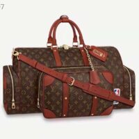 Louis Vuitton LV Unisex Keepall Trio Pocket Travel Bag Brown Monogram Canvas (9)