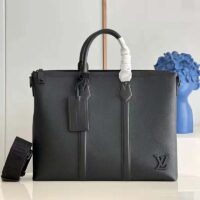 Louis Vuitton LV Unisex Lock It Tote bag Black Grained Calf Cowhide Leather (1)