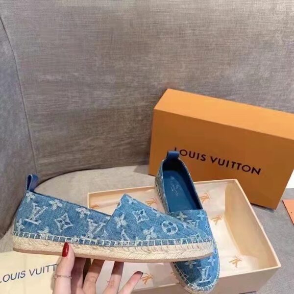 Louis Vuitton Unisex Starboard Flat Espadrille Monogram Denim Calf Leather Denim Blue