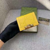 Gucci Unisex Card Case Wallet Yellow GG Leather Double G (1)