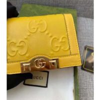 Gucci Unisex Card Case Wallet Yellow GG Leather Double G (1)