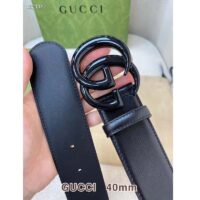 Gucci Unisex GG Marmont Wide Belt Black Leather Double G Buckle 4 cm Width (6)