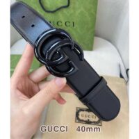 Gucci Unisex GG Marmont Wide Belt Black Leather Double G Buckle 4 cm Width (6)