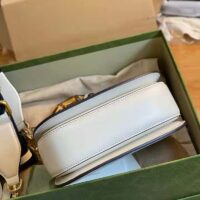 Gucci Women Gucci Bamboo 1947 Small Top Handle Bag White Leather Bamboo Hardware (5)