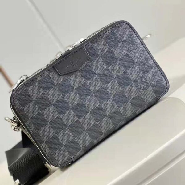 Louis Vuitton LV Unisex Alpha Wearable Wallet Damier Graphite Coated Canvas Cowhide (3)