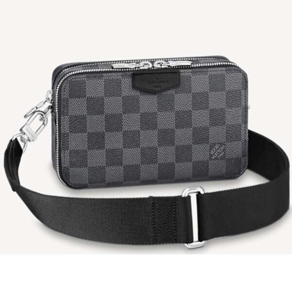 Louis Vuitton LV Unisex Alpha Wearable Wallet Damier Graphite Coated Canvas Cowhide (4)