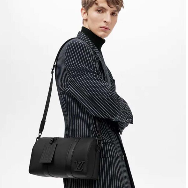 Louis Vuitton LV Unisex City Keepall Bag Black Aerogram Grained Calf Cowhide