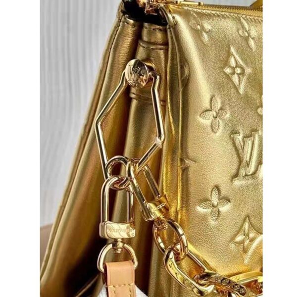 Louis Vuitton LV Unisex Coussin PM Gold Monogram-Embossed Puffy Lambskin Calfskin (12)