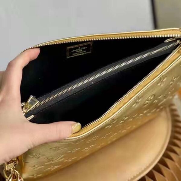 Louis Vuitton LV Unisex Coussin PM Gold Monogram-Embossed Puffy Lambskin Calfskin (13)