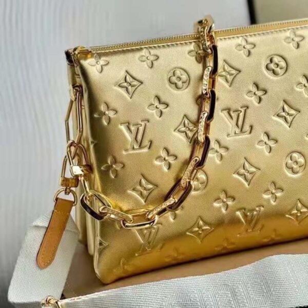 Louis Vuitton LV Unisex Coussin PM Gold Monogram-Embossed Puffy Lambskin Calfskin (14)