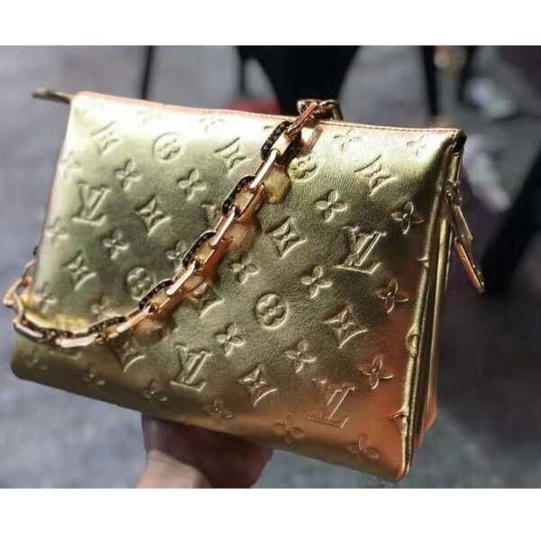 Louis Vuitton LV Unisex Coussin PM Gold Monogram-Embossed Puffy Lambskin Calfskin (5)