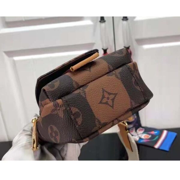 Louis Vuitton LV Unisex Flap Double Phone Pouch Monogram Stripes Brown Coated canvas (5)