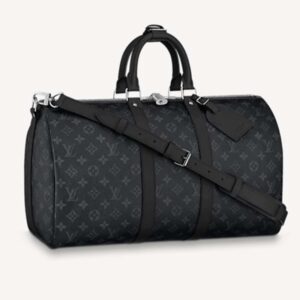 Louis Vuitton LV Unisex Keepall Bandoulière 45 Travel Bag Grey Coated Canvas Cowhide