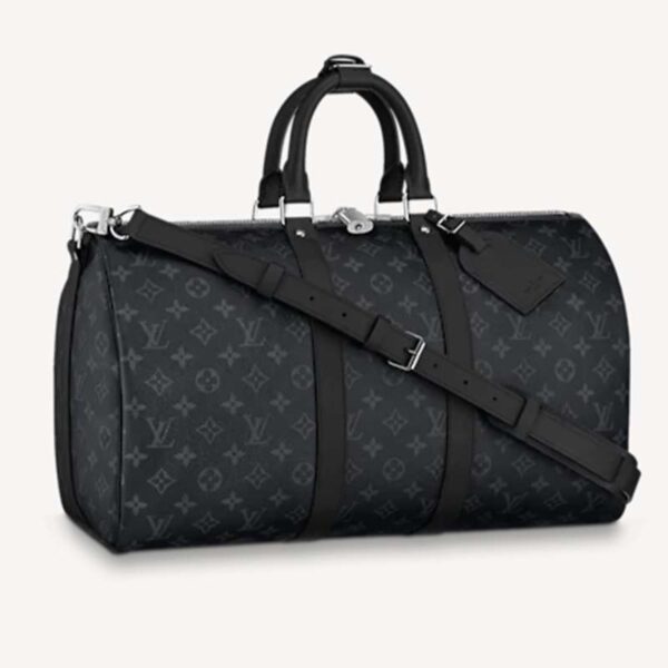 Louis Vuitton LV Unisex Keepall Bandoulière 45 Travel Bag Grey Coated Canvas Cowhide (2)