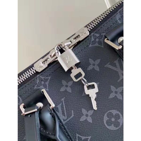Louis Vuitton LV Unisex Keepall Bandoulière 45 Travel Bag Grey Coated Canvas Cowhide (5)