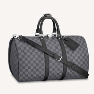 Louis Vuitton LV Unisex Keepall Bandoulière 45 Travel Bag Grey Damier Graphite Canvas