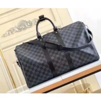 Louis Vuitton LV Unisex Keepall Bandoulière 45 Travel Bag Grey Damier Graphite Canvas (1)