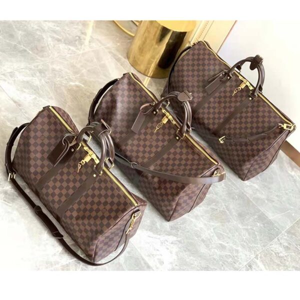 Louis Vuitton LV Unisex Keepall Bandoulière 55 Brown Coated Canvas Cowhide Leather (3)