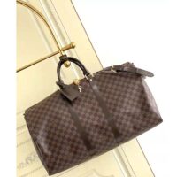 Louis Vuitton LV Unisex Keepall Bandoulière 55 Brown Coated Canvas Cowhide Leather (13)