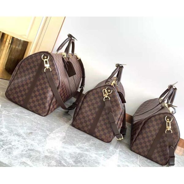 Louis Vuitton LV Unisex Keepall Bandoulière 55 Brown Coated Canvas Cowhide Leather (6)