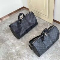 Louis Vuitton LV Unisex Keepall Bandoulière 55 Travel Bag Coated Canvas Cowhide (11)